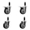 Service Caster 4'' Black Poly Swivel 1-1/8'' Expanding Stem Caster Set 2 Total Lock Brakes, 4PK SCC-EXTTL20S414-PPUB-BLK-2-S-2-118 - alternate 1